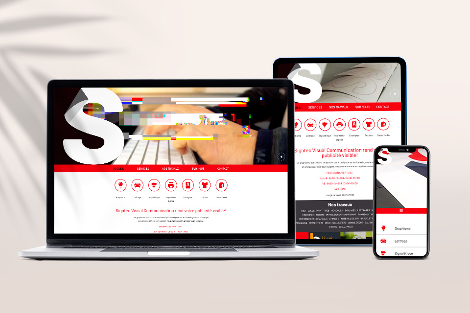 Un site internet rouge et blanc représentant SignTec